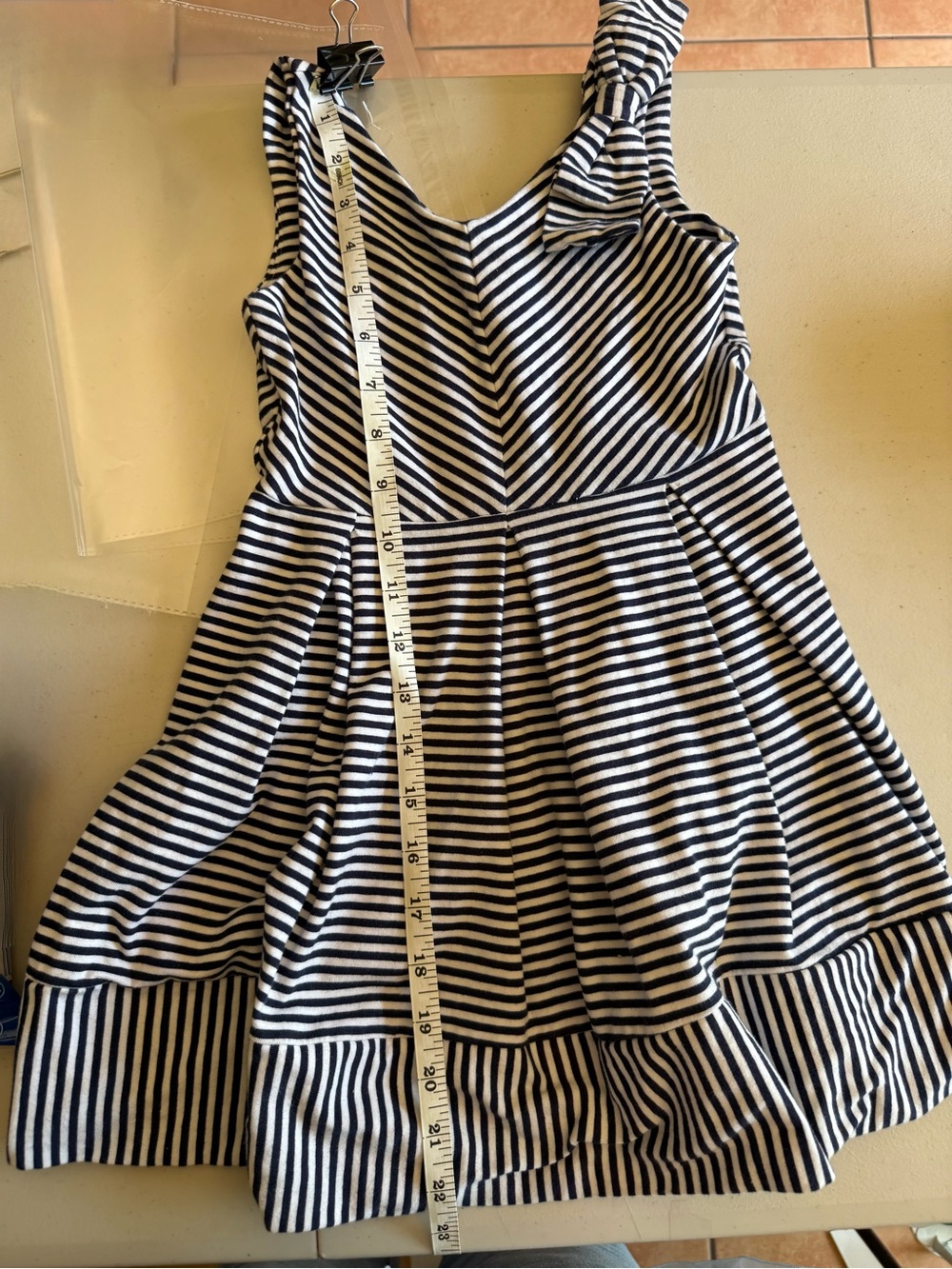 Hope & Henry Girls Navy and White Striped Bow-Accent Dress - Picture 7 of 8